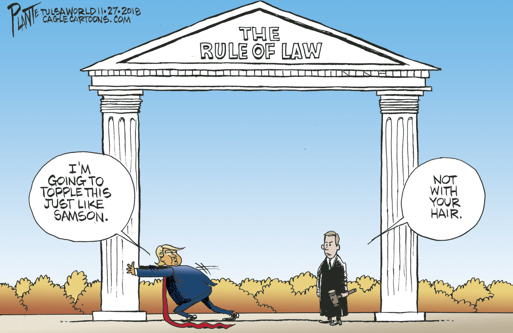 Bruce Plante Cartoon: Trump and Samson